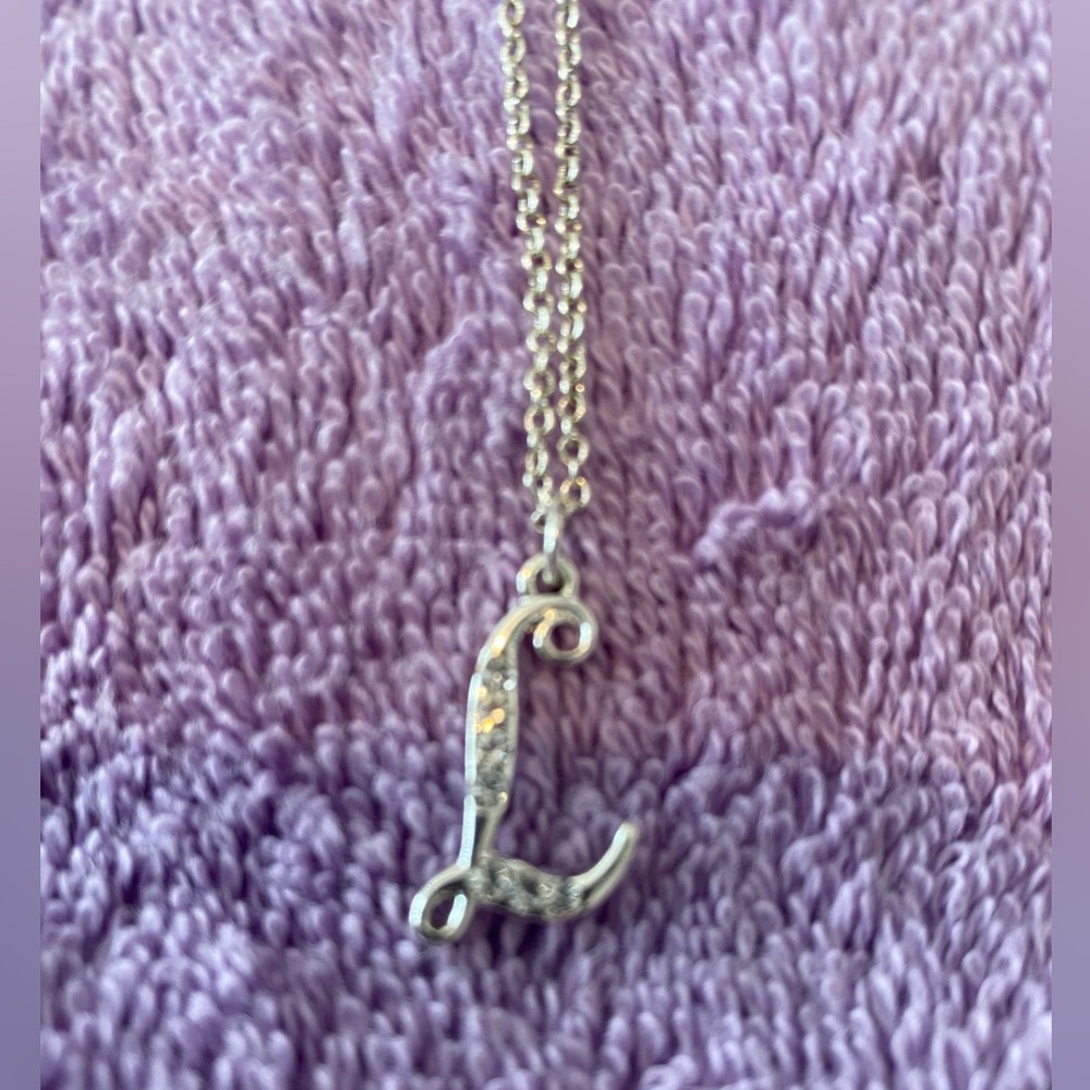 Silver L Pendant Necklace Delicate Jewelry